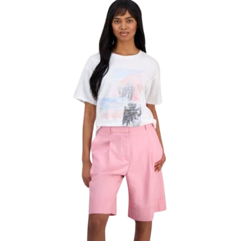 HUGO BOSS Orange Women's Cotton Crewneck Graphic Tee Shirt in Natural Multi